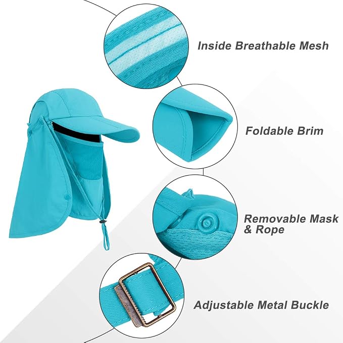 Foldable Sun Cap, Fishing Hats, UPF 50+ Protection Caps - Image 2