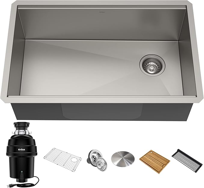 Kraus KWU110-32-100-100MB, Kore Workstation 32-inch Undermount 16 Gauge Single by KRAUS