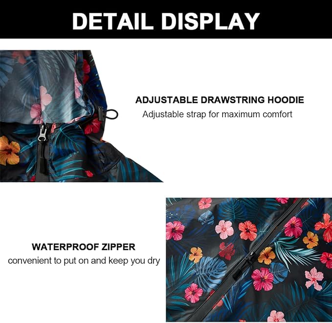 Rain Poncho Jacket Coat Hooded Zipper Style - Image 5