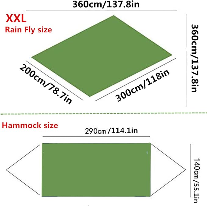 Camping Hammock with Rain Fly Tarp Mosquito Net Heavy Duty Tree Straps Portable - Image 7