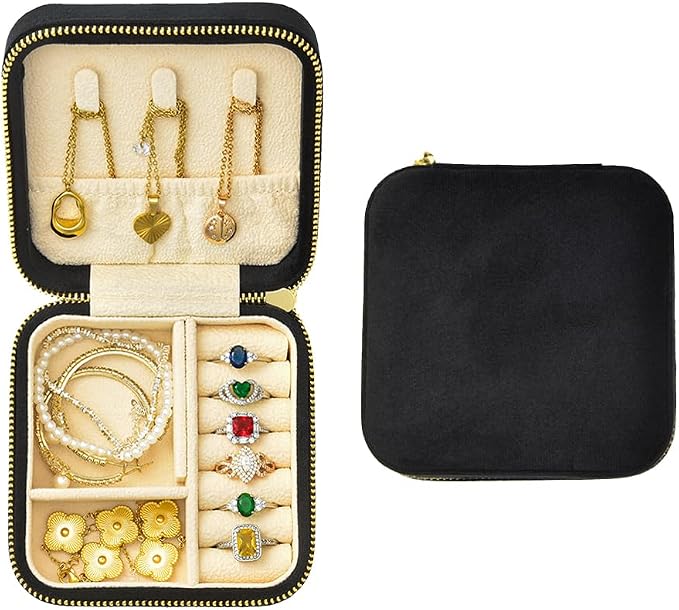 Travel Jewelry Case, Small Plush Velvet Jewelry Box by TAIMY