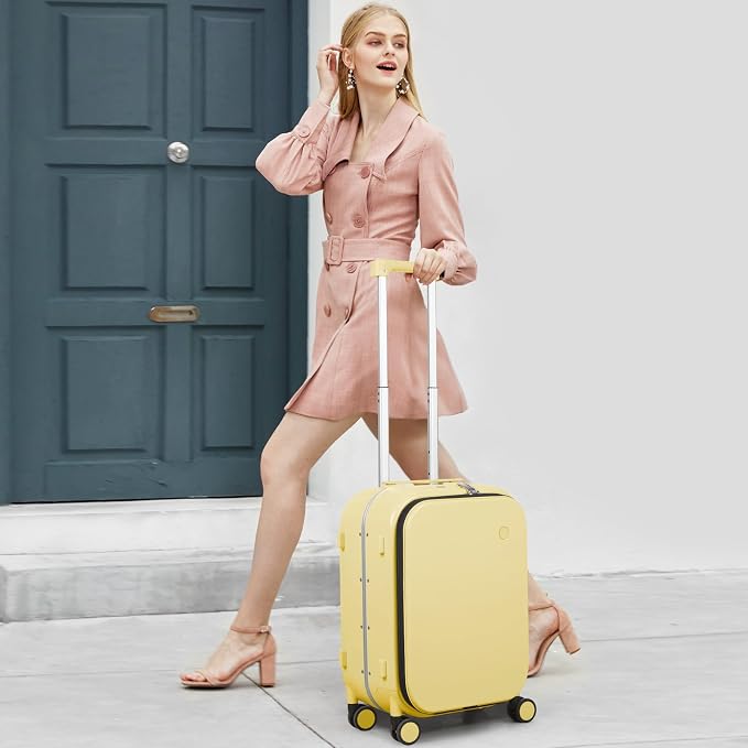 mixi Carry On Luggage, Travel Rolling Luggage Aluminum Frame PC Hardside - Image 2