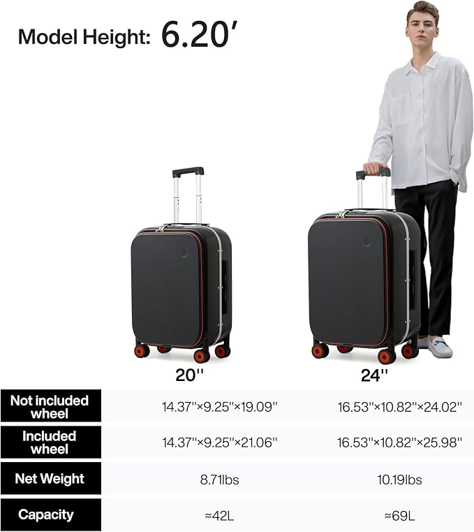 mixi Carry On Luggage, Travel Rolling Luggage Aluminum Frame PC Hardside - Image 6