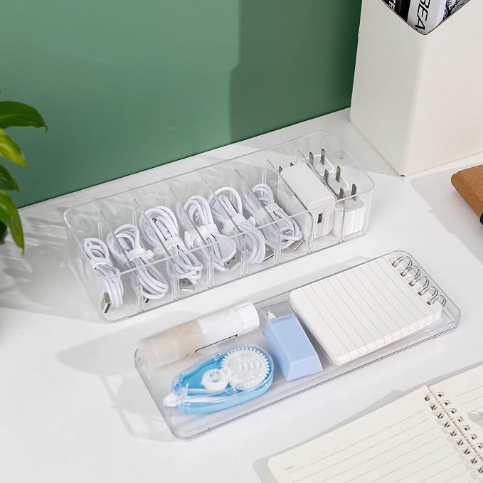 Yesesion 2pcs Clear Plastic Cable Organizer Boxes - Image 5