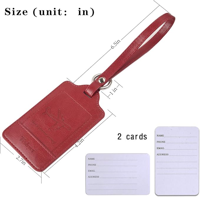 Teskyer Luggage Tags, 3 Pack Premium PU Leather Luggage Tags Privacy Protection - Image 6