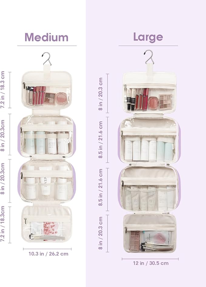 Travel Toiletry Bag for Women Large Hanging Makeup Bag Organizer Toiletries Bag - Image 3