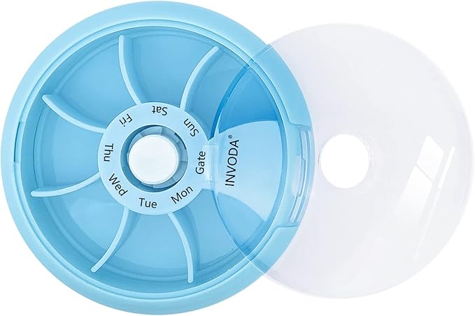 INVODA Weekly Pill Organizer 7 Compartment Rotating Pill Box - Image 4