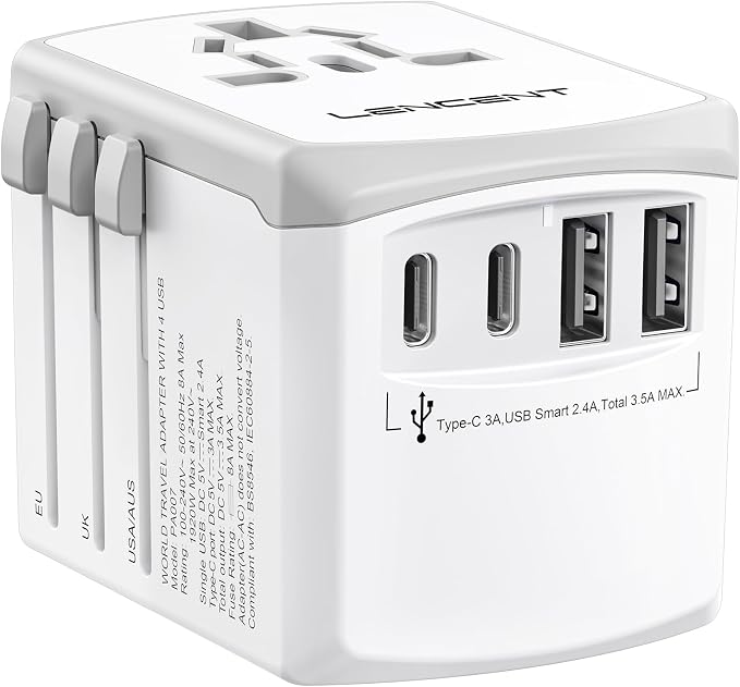 LENCENT Universal Travel Power Adapter, International AC Plug Adaptor by LENCENT