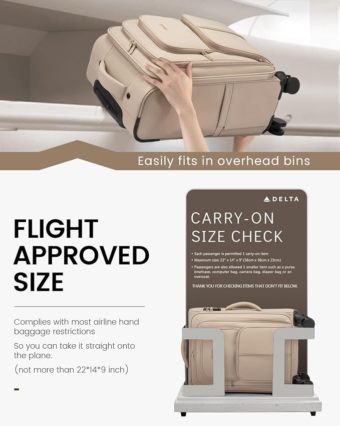 LOVEVOOK Carry On Luggage 22x14x9 Airline Approved, 22 Inch Softside Suitcases - Image 3