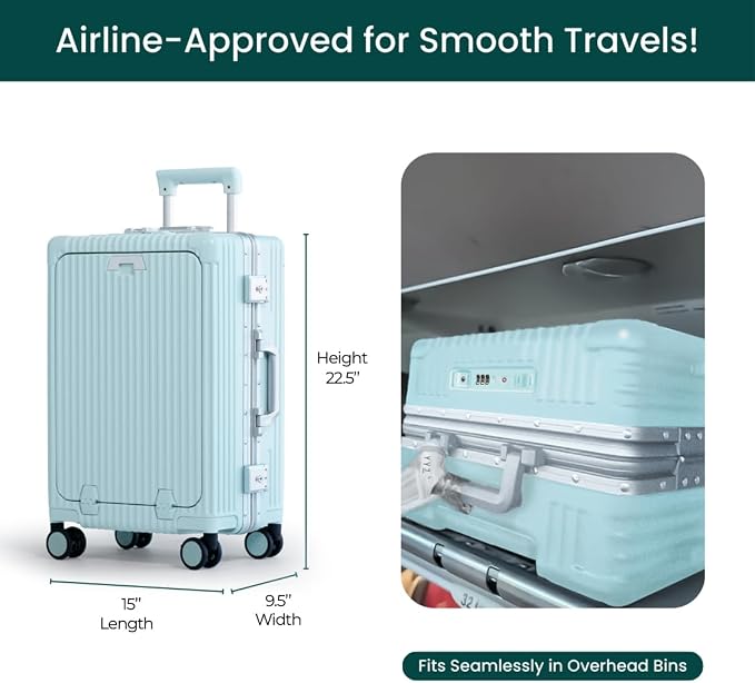 Nobl Travel Carry On Luggage, Noble Zipperless Aluminum Frame PC Hard Shell - Image 4