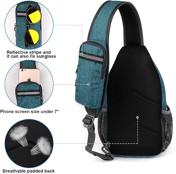 WATERFLY Crossbody Sling Backpack Sling Bag Travel Hiking Chest Bag Daypack - Image 5