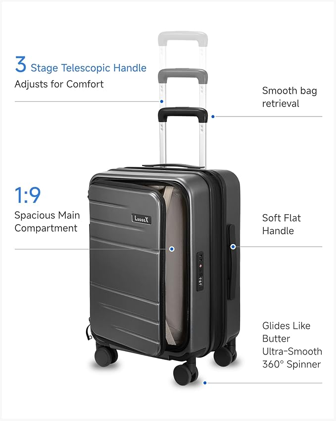 Carry On Luggage Top Opening, FLT Expandable Polycarbonate Hard Shell Suitcase - Image 6