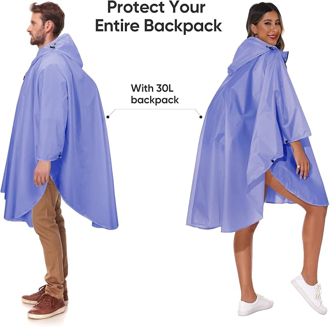 PTEROMY Hooded Rain Poncho for Adult - Image 3