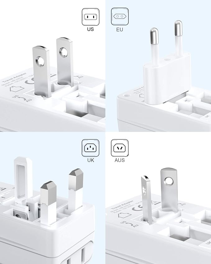 BESTEK Worldwide Travel Plug Adapter, Dual 100-250V Input Plug Adapter - Image 3