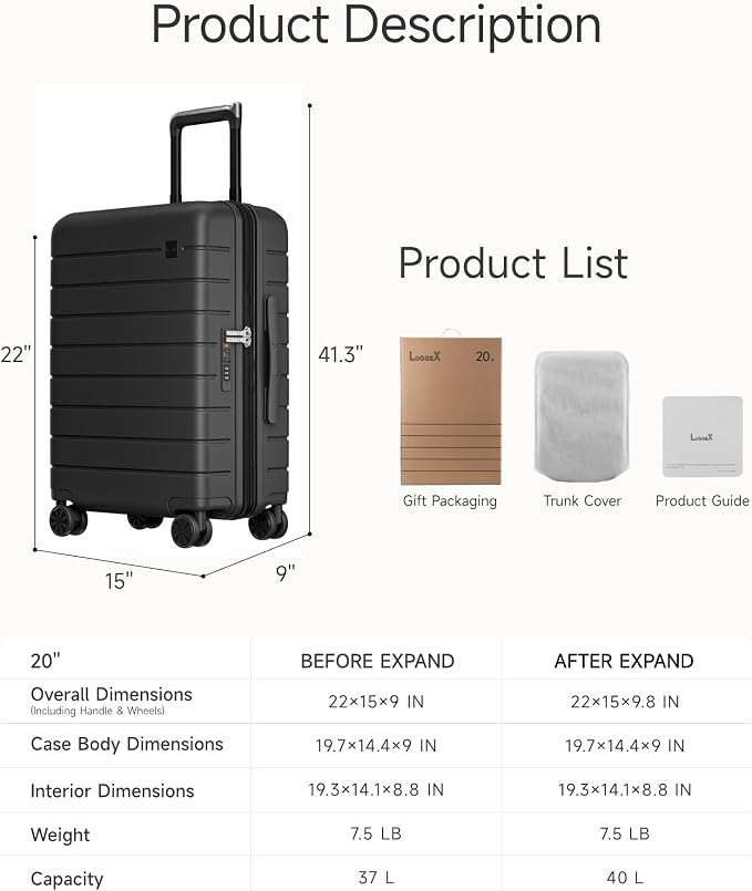 LUGGEX Carry On Luggage HUP3, Accelerate Access - Image 8
