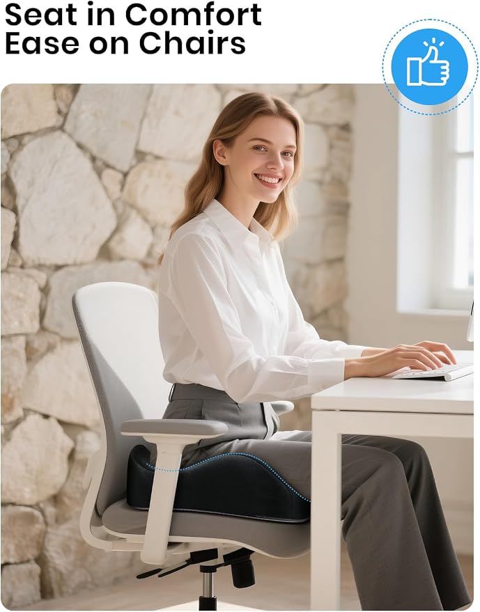 Benazcap Ergonomic Seat Cushion -Large Memory Foam Office Chair Cushion Seat Pad - Image 7