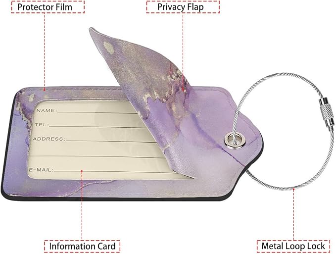 Light Purple Marble Luggage Tag Personalized Luggage Tags - Image 2