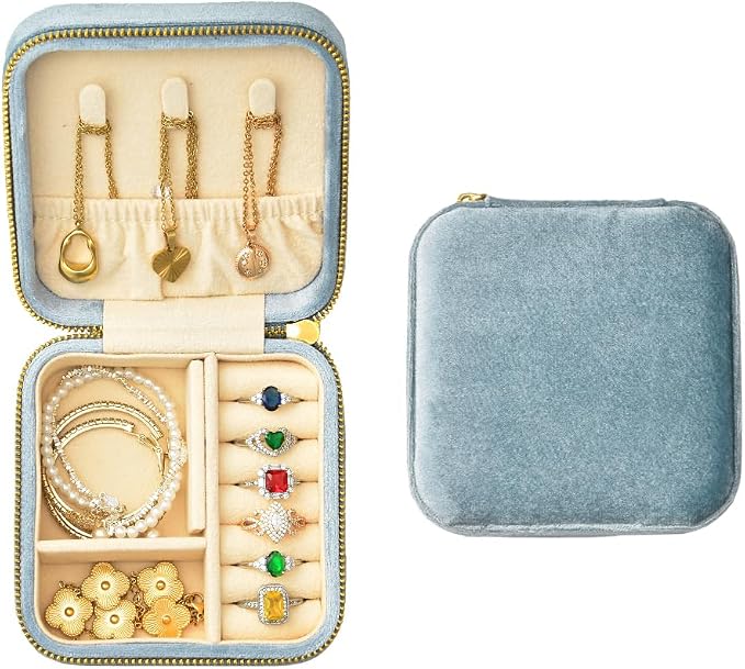 TAIMY Plush Velvet Travel Jewelry Box, Small Travel Jewelry Case, Portable Mini by TAIMY