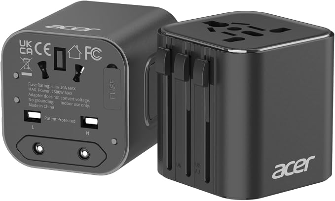 Acer US to Europe Plug Adapter, Universal Travel Adapter, International Power by Acer