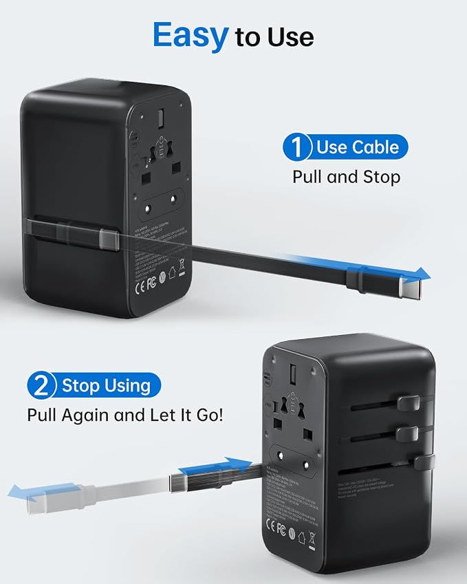 DOACE Universal Travel Adapter, 100W GaN 3.0 European Travel Plug Adapter - Image 5