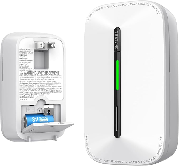 Jemay Plug in Carbon Monoxide Detector, 10 Year Battery CO Alarm Detectors by Jemay