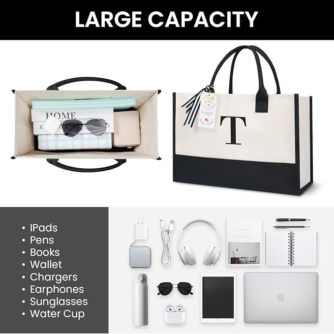 BAGAIL Initial Tote Bag, Personalized Birthday Gifts - Image 7