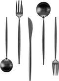 Matte Black Silverware Set for 4, IBIILII JEFF 20 Pieces Stainless Steel by IBIILII+JEFF