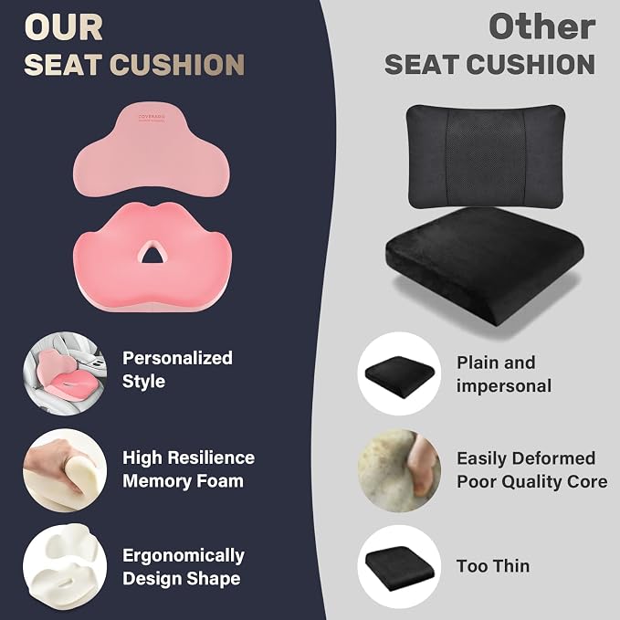 Coverado Car Seat Cushion and Lumbar Support Pillow, Memory Foam Ergonomic Back - Image 8