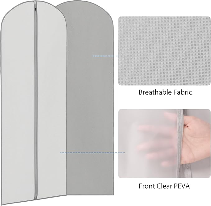 Zilink 3 Pack 65" Long Clear Dress Bags - Image 4