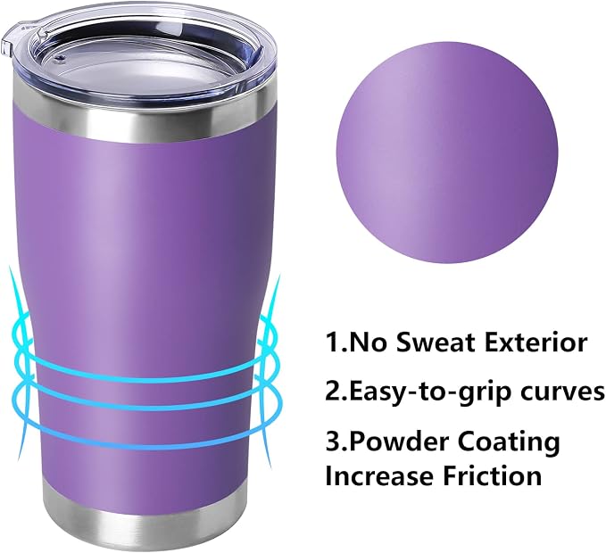 DOMICARE 20oz Tumbler with Lid Stainless Steel Tumblers Bulk, Double Wall - Image 2