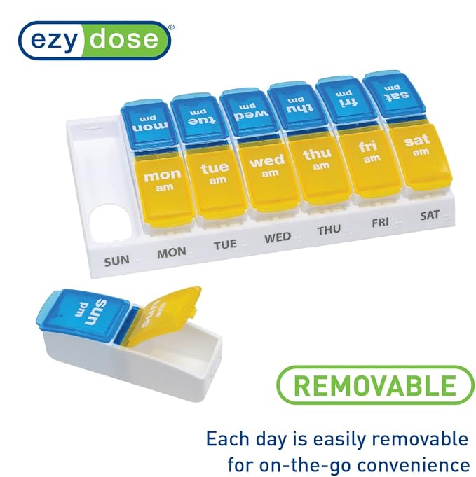 EZY DOSE Weekly AM/PM Pill Organizer, 7-Day Vitamin and Medication Box - Image 4