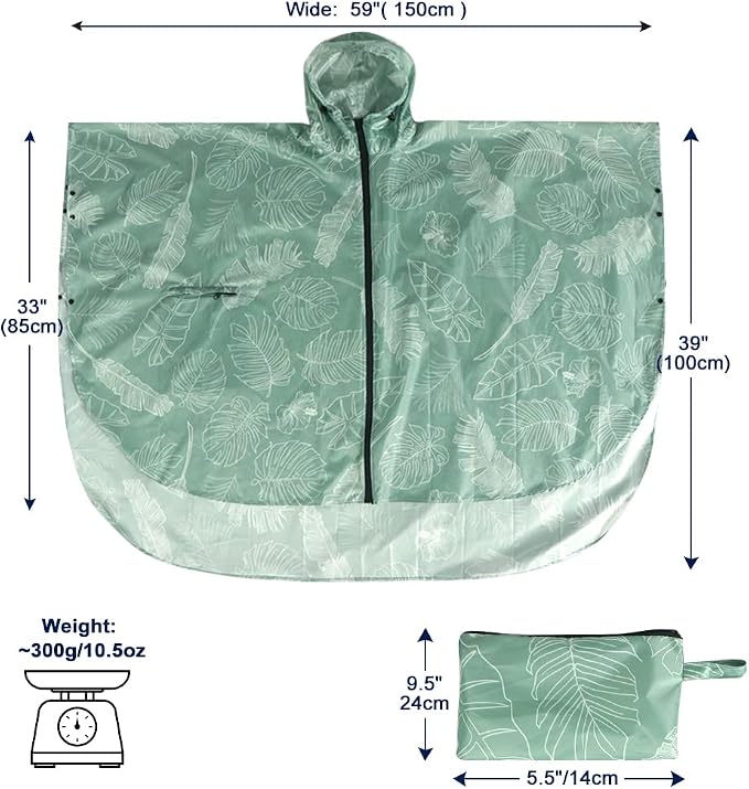 ANYOO Waterproof Rain Poncho Lightweight Reusable Hiking Hooded Coat Jacket - Image 5