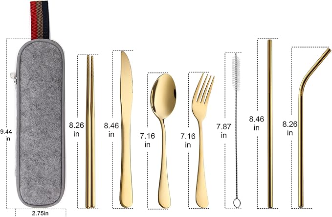 DEVICO Portable Utensils, Travel Camping Cutlery Set, 8-Piece including Knife - Image 2