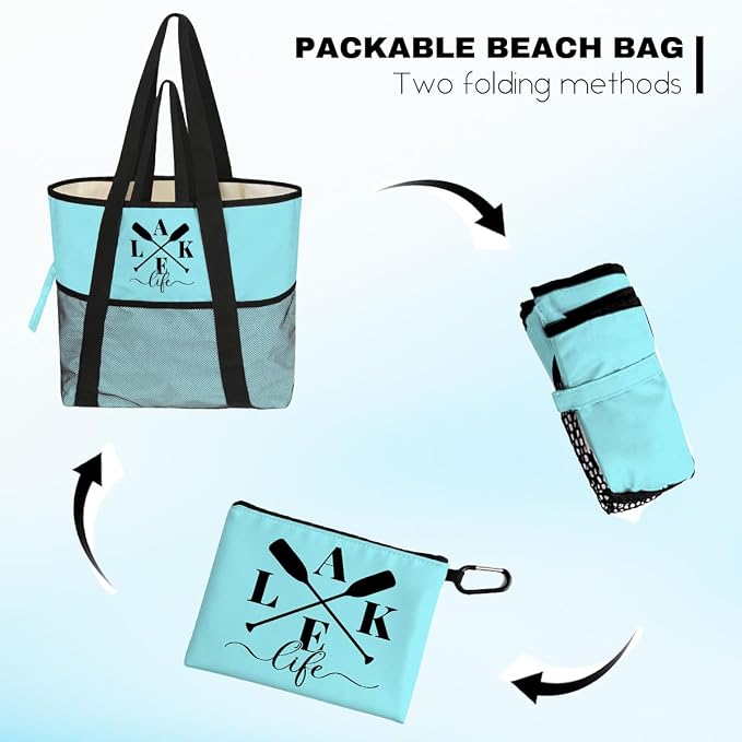 8-Pocket Waterproof Tote for Women -Sandproof Beach Bag - Image 6