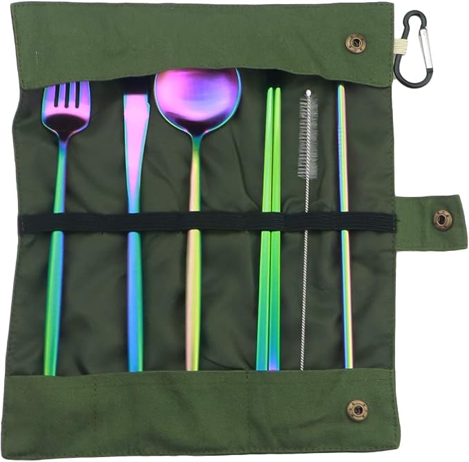 Gugrida Reusable Travel Utensils, 7 Piece Portable 304 Stainless Steel - Image 5