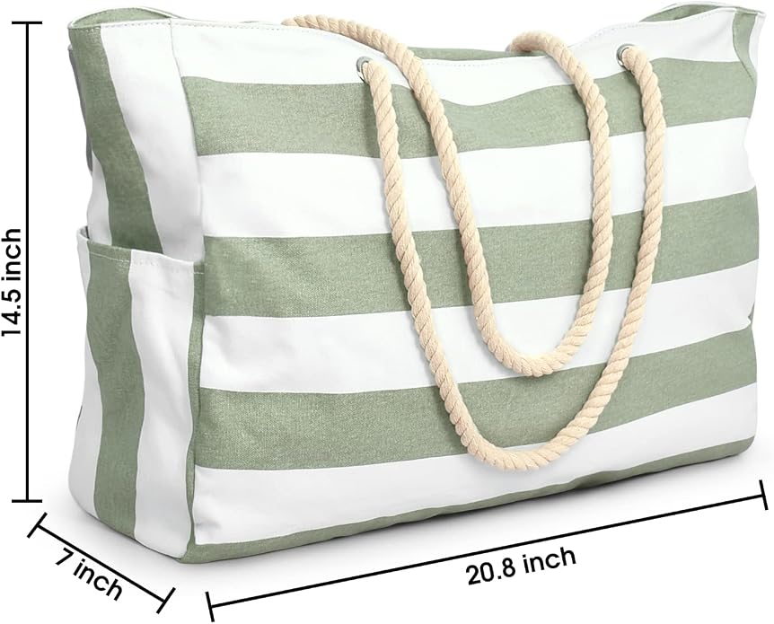 Becokan Beach Bags for Women Large Waterproof Beach Tote Bag Zipper Beach Bags - Image 4