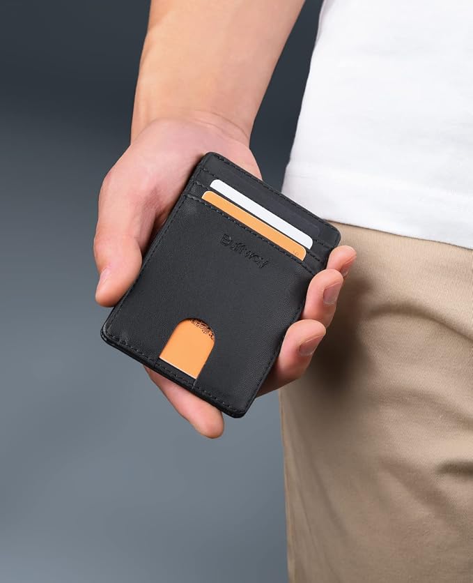 Buffway Mens Slim Wallet, Minimalist Thin Front Pocket Leather Credit Card - Image 7