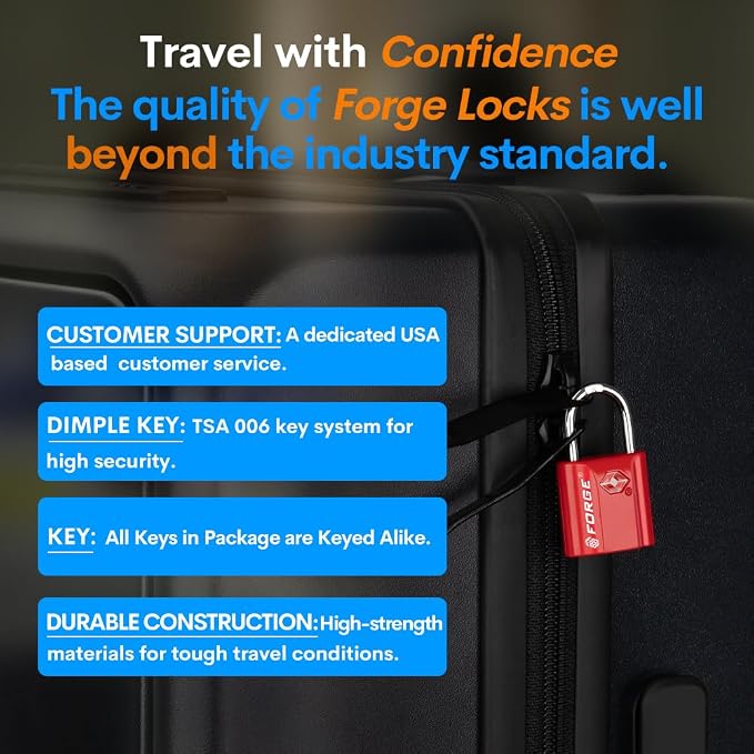 TSA Approved Luggage Locks, Ultra-Secure Dimple Key Travel Locks - Image 6