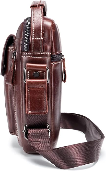 KPYWZER Genuine Leather Shoulder Bag Small Men Messenger Pack Handbag Sling - Image 3