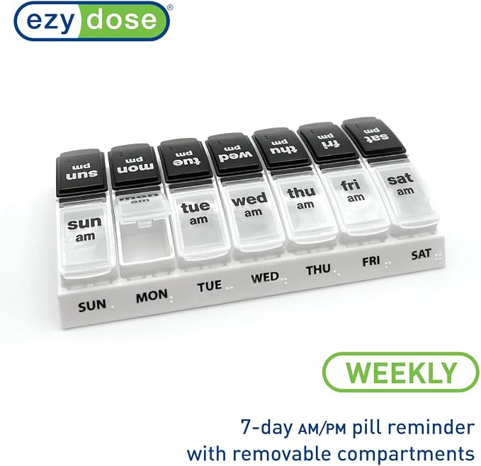 EZY DOSE Weekly Daily AM/PM Pill Case, Medicine Planner, Vitamin Organizer - Image 5