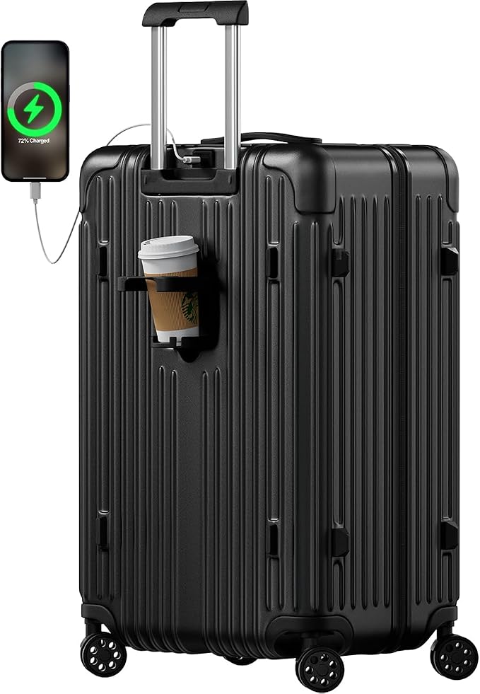 Krute Luggage with Spinner Double Wheels Suitcases with USB Port and Cup Holder by Krute