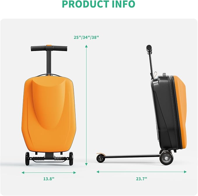 Scooter Hardshell Kids' Luggage, Foldable Carry on Kids Suitcase - Image 6