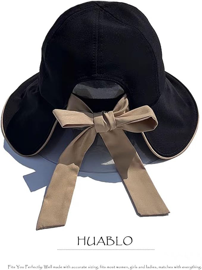 Wide Brim Hats for Woman Foldable Hats Sun Hats for Women uv Protection Bowknot - Image 3