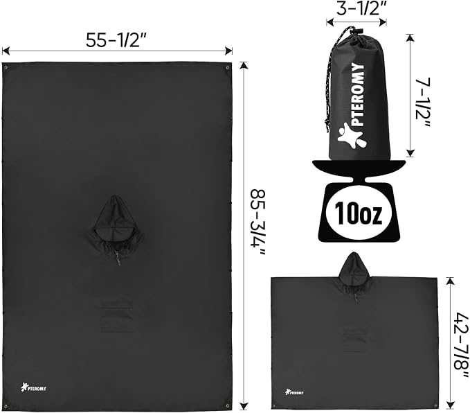 PTEROMY Hooded Rain Poncho for Adult - Image 4