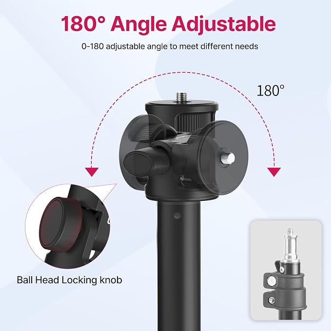 VIJIM MT-79 Extendable Photography Light Stand, 360° Ball Head Camera Phone - Image 3