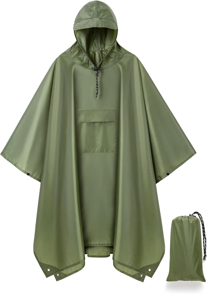 salamra Hooded Rain Poncho Waterproof Raincoat Jacket by salamra