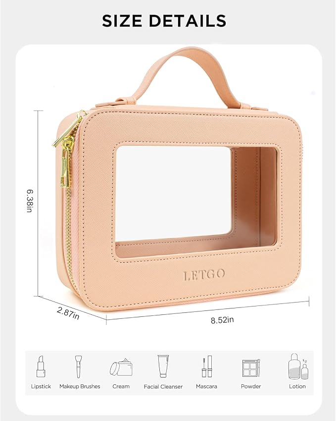 LETGO Clear Makeup Bag Travel Cosmetic Case Transparent Toiletry Bag - Image 4