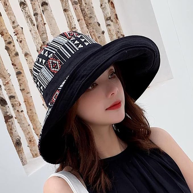 Women Wide Brim Sun Hats Metal Wired Edge Summer UV Protection Beach Fishing Hat - Image 4
