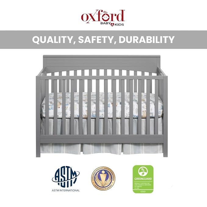 Oxford Baby Harper 4-in-1 Convertible Crib, Dove Gray - Image 5