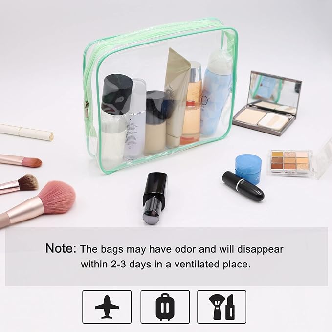 APREUTY Clear Makeup Bags, TSA Approved 6 Pcs Cosmetic Makeup Bags Set Clear PVC - Image 7